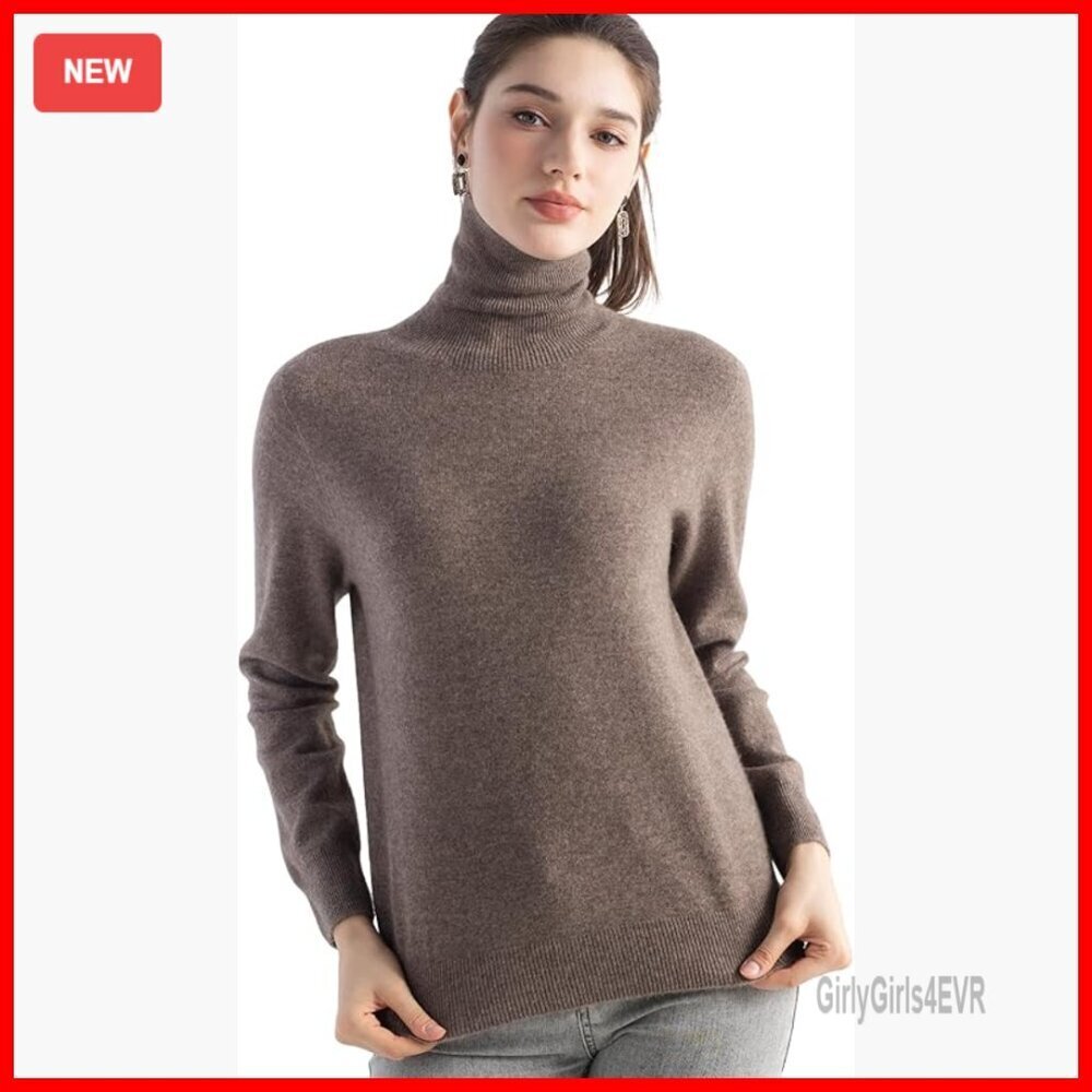 100% Pure Cashmere Turtleneck Sweater Long Sleeve Pullover Warm Soft Knit
